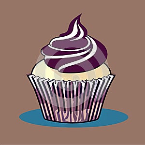 Cupcake icon. Version cupcake vector icon on colored background. Small cake