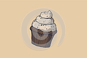 Cupcake icon for your design. Vector illustration. Good for leaflets, cards, posters, prints, menu, booklets.