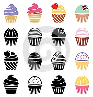 Cupcake icons, vector