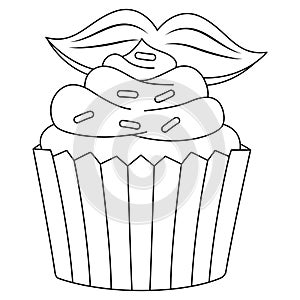 Cupcake Isolated Coloring Page for Kids