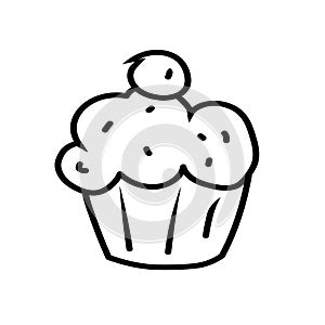 Cupcake logo black line drawing photo
