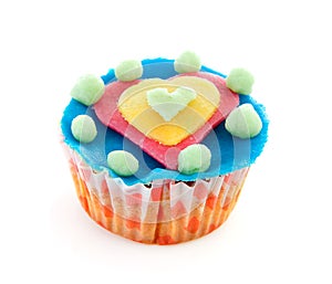 Cupcake with marzipan heart decoration