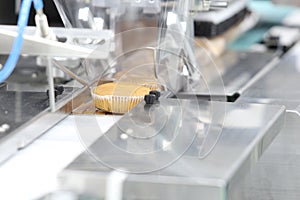Cupcake packing machine ; food industrial business backgound