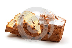 Cupcake with raisins on a white background, close-up. Homemade baking