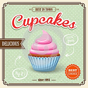 Cupcake retro poster