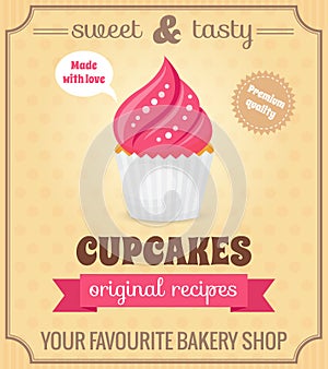 Cupcake retro poster