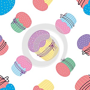 Cupcake seamless pattern. Easter cake pattern.