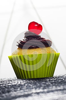 Cupcake in silicone baking cups.