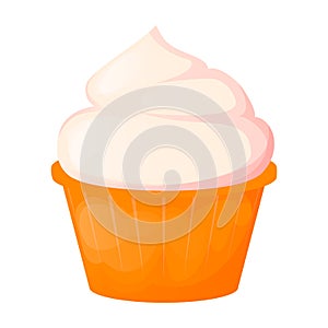 Cupcake sweet cake birthday food bakery party vector illustration. Chocolate cream dessert muffin delicious