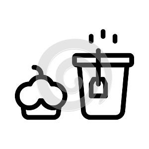 Cupcake tea vector thin line icon