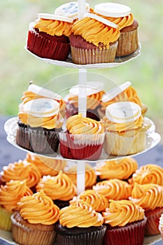 Cupcake tower with three tiers