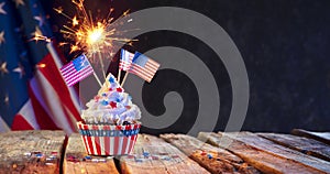 Cupcake Usa Celebration With American Flags