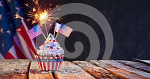 Cupcake Usa Celebration With American Flags photo