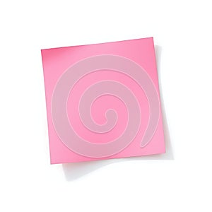 pink sticky note isolated on white background