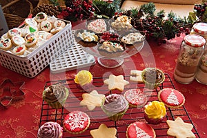 Cupcakes, cakes, sweets and candies for Christmas