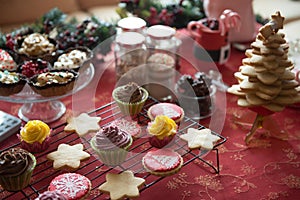 Cupcakes, cakes, sweets and candies for Christmas