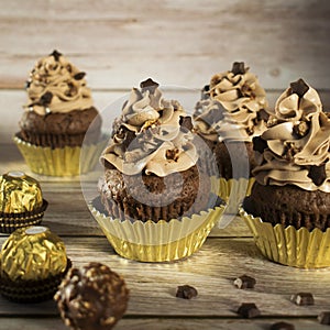 Ferrero Rocher Christmas chocolate cupcakes.