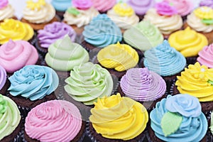 Cupcakes With Colorful Icing or Frosting