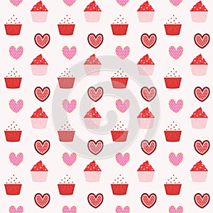 Cupcakes and cookies seamless pattern background