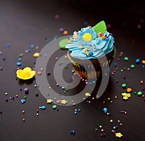 Cupcakes with cream hat caken