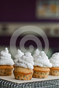 Cupcakes decorated with meringues frosting
