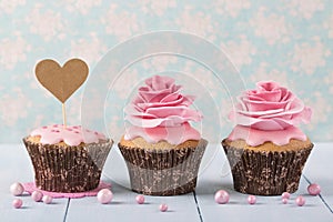 Cupcakes with heart cakepick