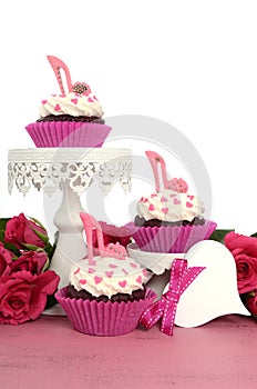 Cupcakes with high heel stiletto fondant shoes