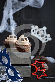 Cupcakes like a ghost. Halloween dessert.