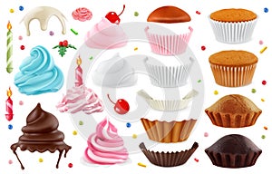 Cupcakes maker. Creation set of design elements. vector icons