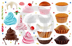 Cupcakes maker. Creation set of design elements. vector icons photo