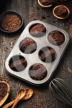 Cupcakes, muffins in a baking pan