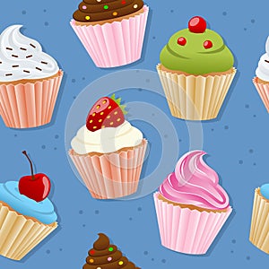 Cupcakes Seamless Pattern