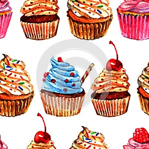 Cupcakes seamless pattern design