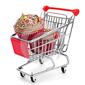 Cupcakes in a shopping cart
