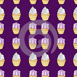 Cupcakes sweet muffin cakes fabric napkins handheld watercolor trendy 2022 purple