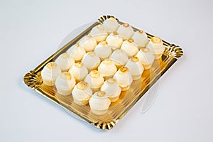 Cupcakes in a tray on white background