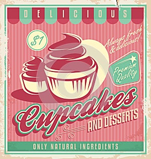 Cupcakes vintage poster design