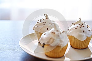 Cupcakes with white cream