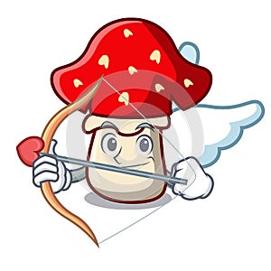 Cupid amanita mushroom character cartoon