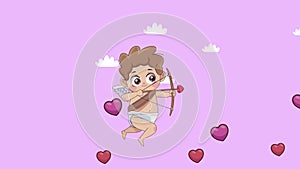 cupid angel with arch and hearts animation