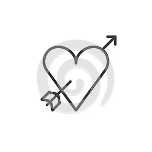 Cupid arrow with heart line icon