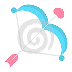 Cupid bow with arrow flat icon, valentines day