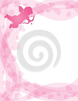 Cupid with Bow and Arrow on Swirl Border