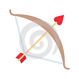 Cupid bow icon and arrow with a heart. Valentines day symbol. Vector illustration