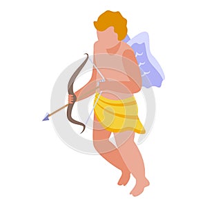 Cupid bow icon isometric vector. Love heart