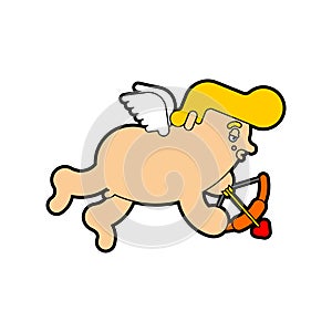 Cupid with bow isolated. Little angel cartoon. Valentines Day Illustration. 14th of February
