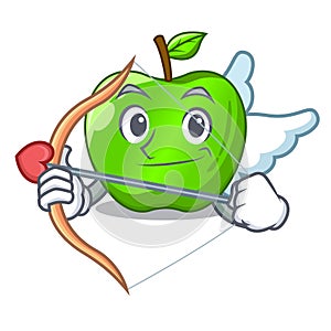 Cupid cartoon of big shiny green apple