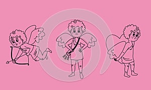 Cupid in different poses.