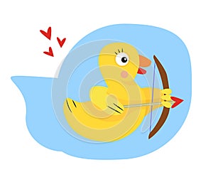 Cupid duck with bow and arrow heart yellow duck for Valentine\'s Day