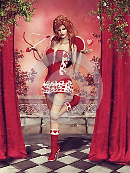 Cupid girl with hearts photo